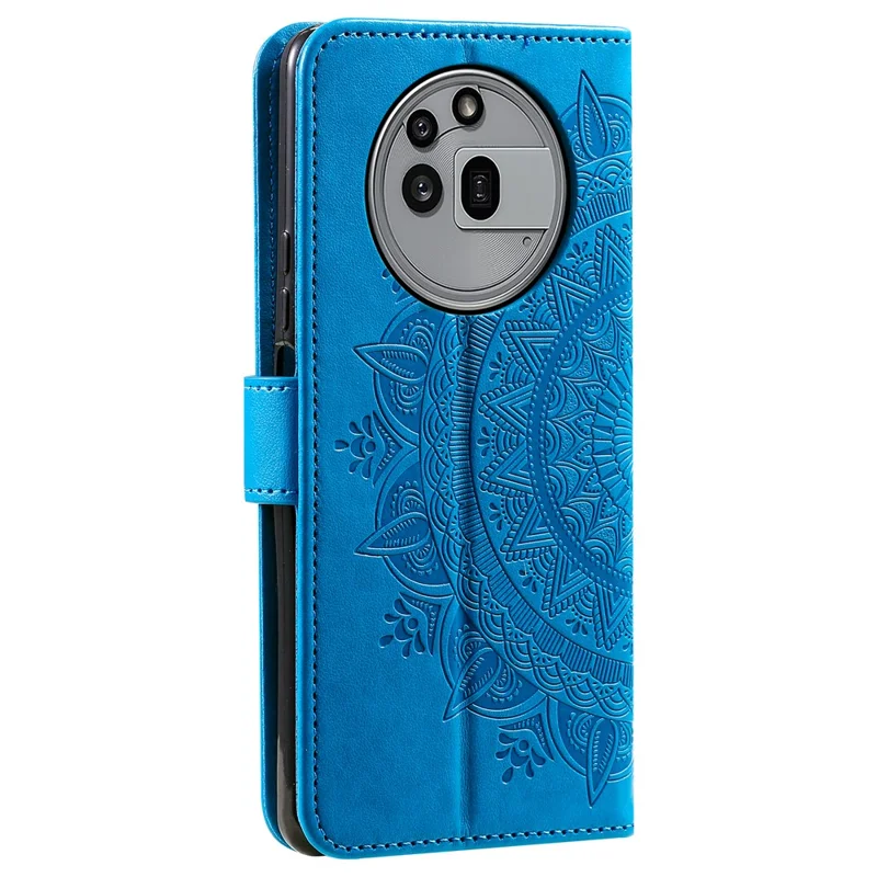 For Nothing Phone (3a) Pro Stand Case Imprinted Totem PU Leather Wallet Phone Cover - Blue