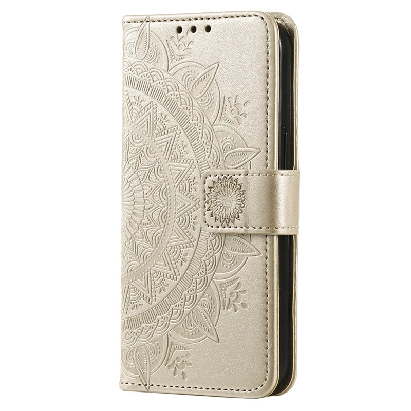 For Nothing Phone (3a) Pro Stand Case Imprinted Totem PU Leather Wallet Phone Cover - Gold