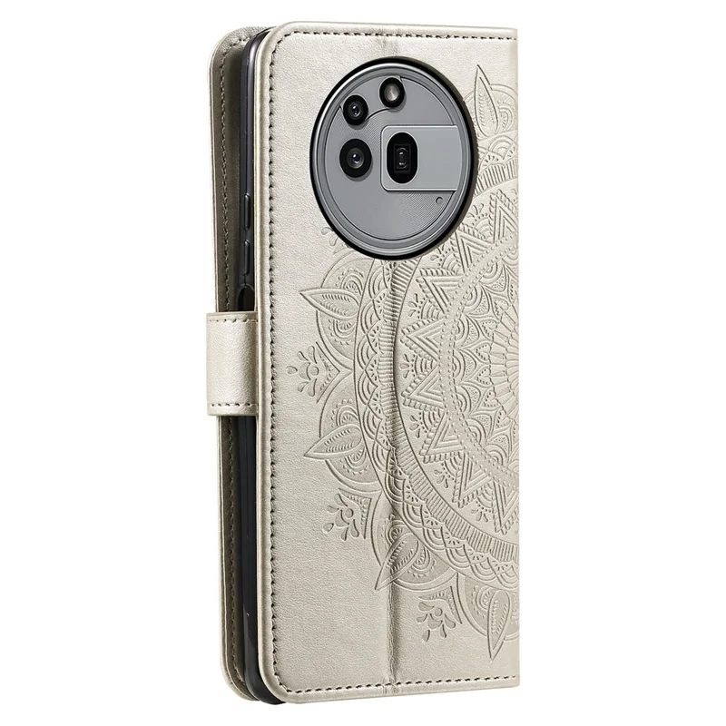 For Nothing Phone (3a) Pro Stand Case Imprinted Totem PU Leather Wallet Phone Cover - Gold