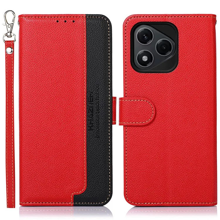 KHAZNEH For Honor 400 Lite 5G Case RFID Blocking Wallet PU Leather Phone Cover - Red