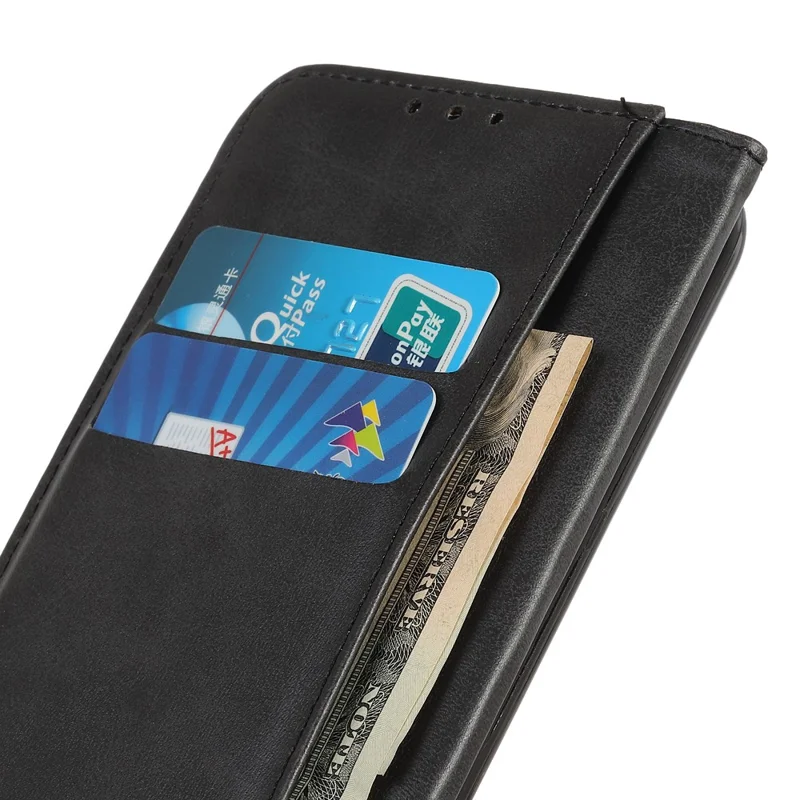 Til Honor 400 Lite 5G Etui i Splejst Læder Flip Pungtelefondækning - Sort