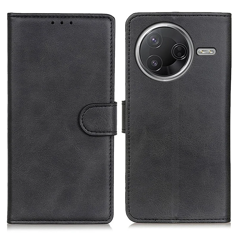 Leather Case For Xiaomi Poco F7 Pro 5G  /  F7 Ultra 5G  /  Redmi K80 Pro 5G  /  K80 5G Cowhide Texture Wallet Stand Phone Cover - Black