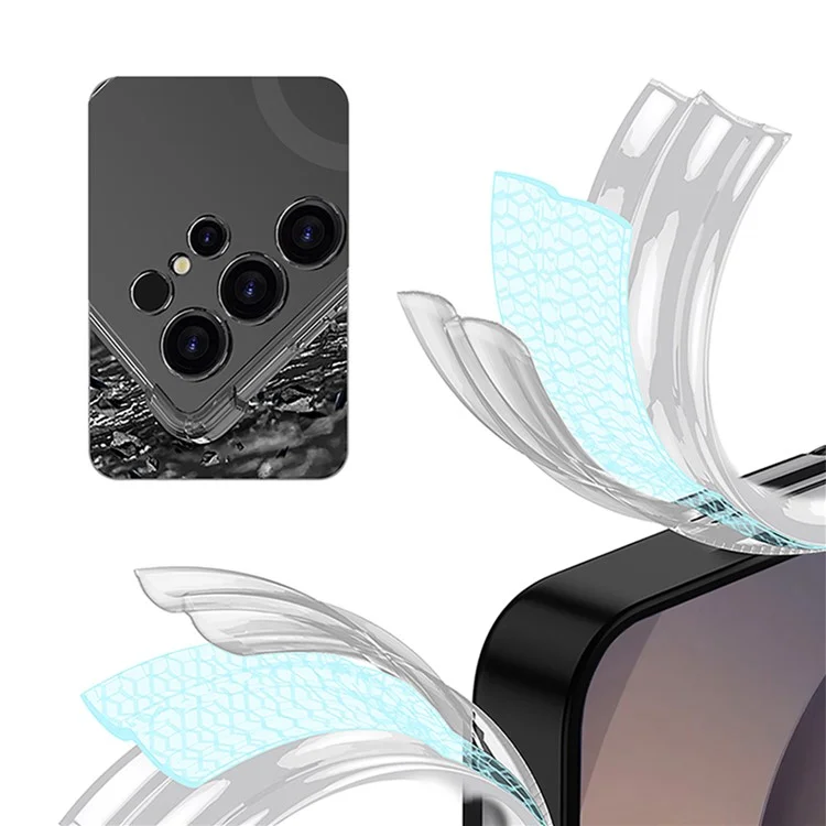 GKK Per Samsung Galaxy S25 Ultra Cover Custodia Magnetica Airbag Design AG TPU + PC Retro Telefono - Viola