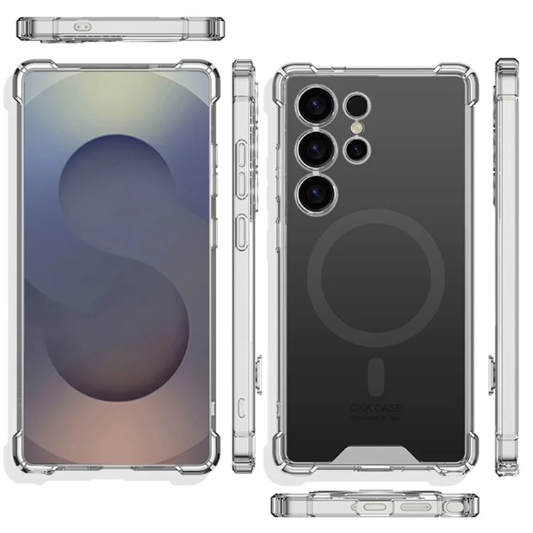 GKK Per Samsung Galaxy S25 Ultra Cover Custodia Magnetica Airbag Design AG TPU + PC Retro Telefono - Viola