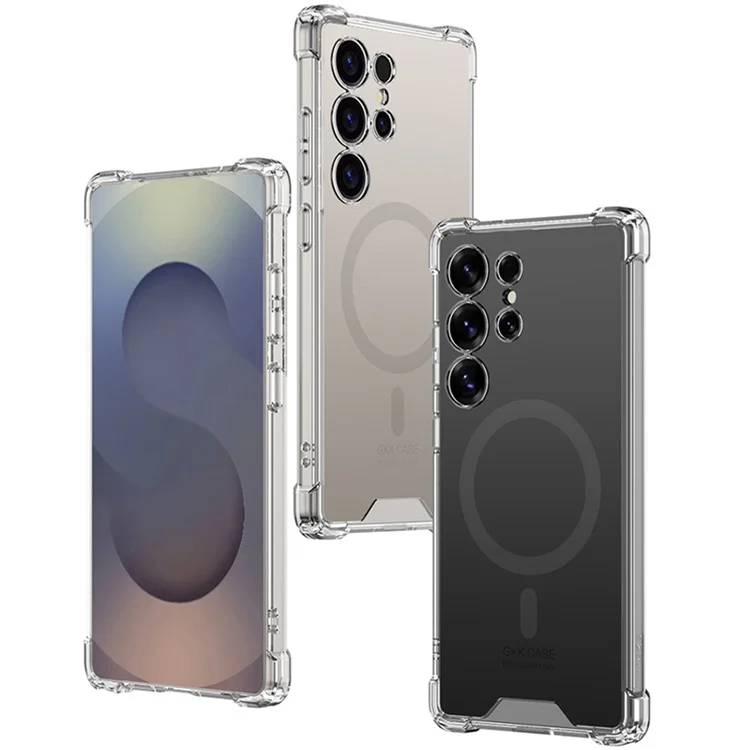 GKK Per Samsung Galaxy S25 Ultra Cover Custodia Magnetica Airbag Design AG TPU + PC Retro Telefono - Viola