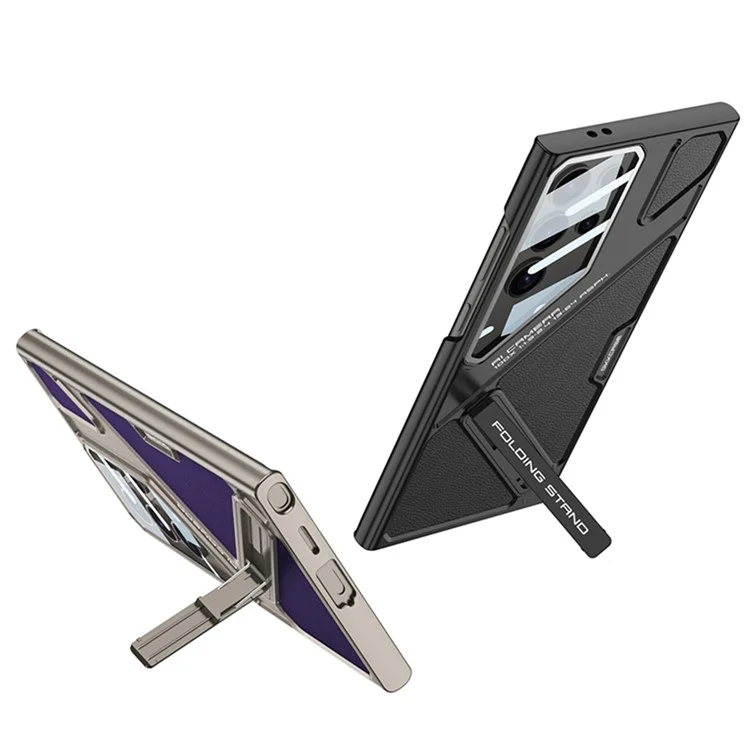 GKK For Samsung Galaxy S25 Ultra Case Shockproof PC + PU Phone Cover with Kickstand Mecha Style - Black  /  Grey