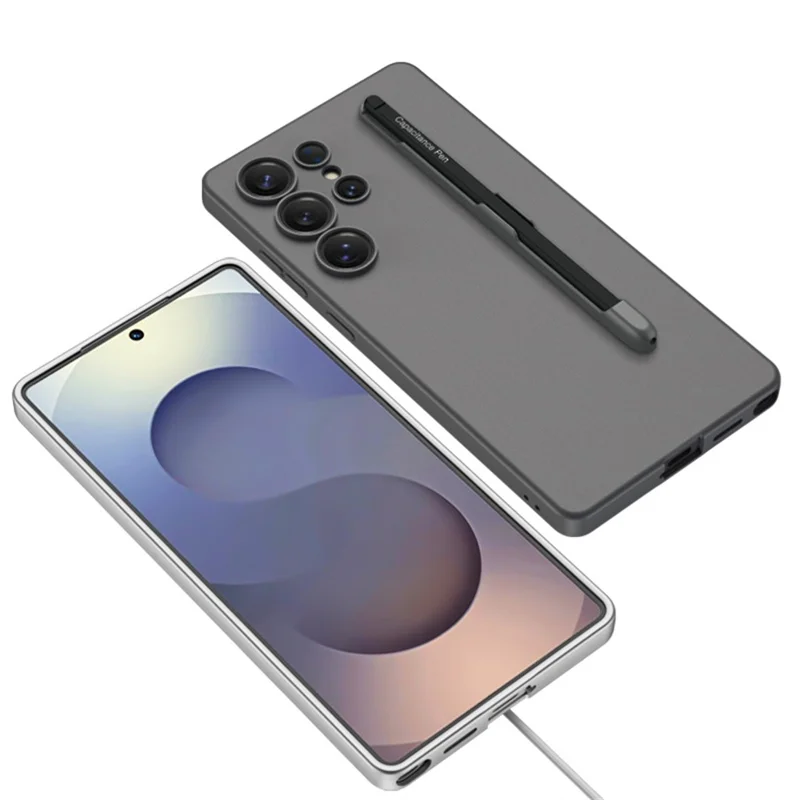 GKK Pour Samsung Galaxy S25 Ultra Coque avec Stylet Résistant aux Chocs Étui Rigide Fin pour Téléphone - Argent