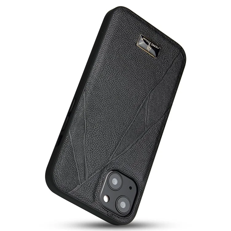 Fierre Shann Для Iphone 14 Antiscratch Ultra Slim Slim Phone Аппаратное Оборудование Декор PU - Полосатый Литчи Рисунок