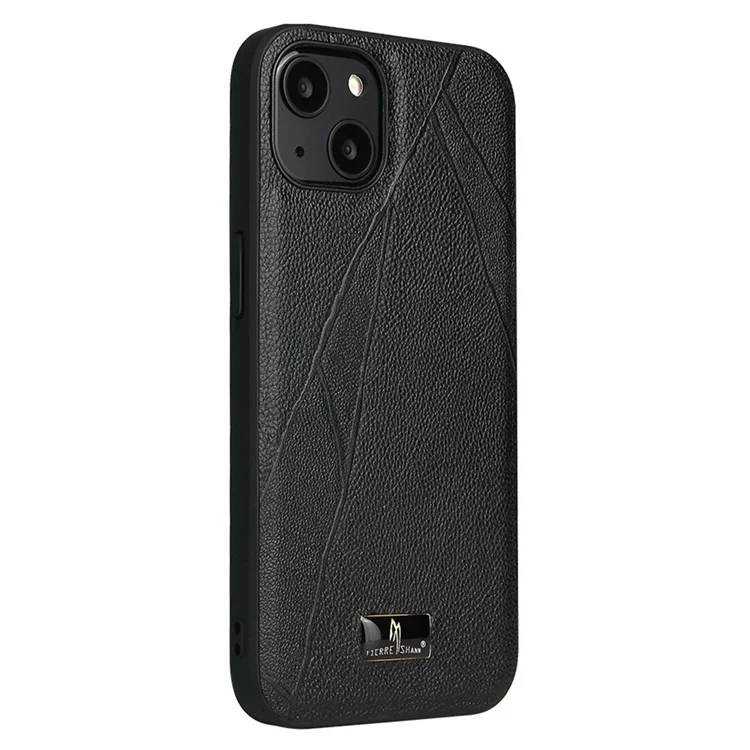 Fierre Shann Для Iphone 14 Antiscratch Ultra Slim Slim Phone Аппаратное Оборудование Декор PU - Полосатый Литчи Рисунок