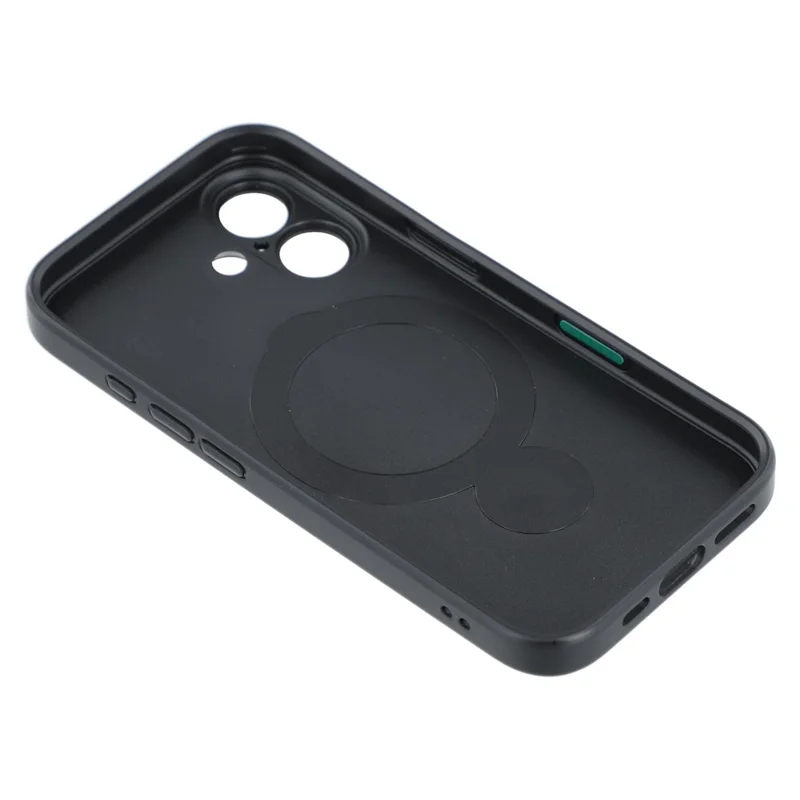 For iPhone 16 Case Kickstand TPU PC Leather Phone Back Cover with AI Button - Black