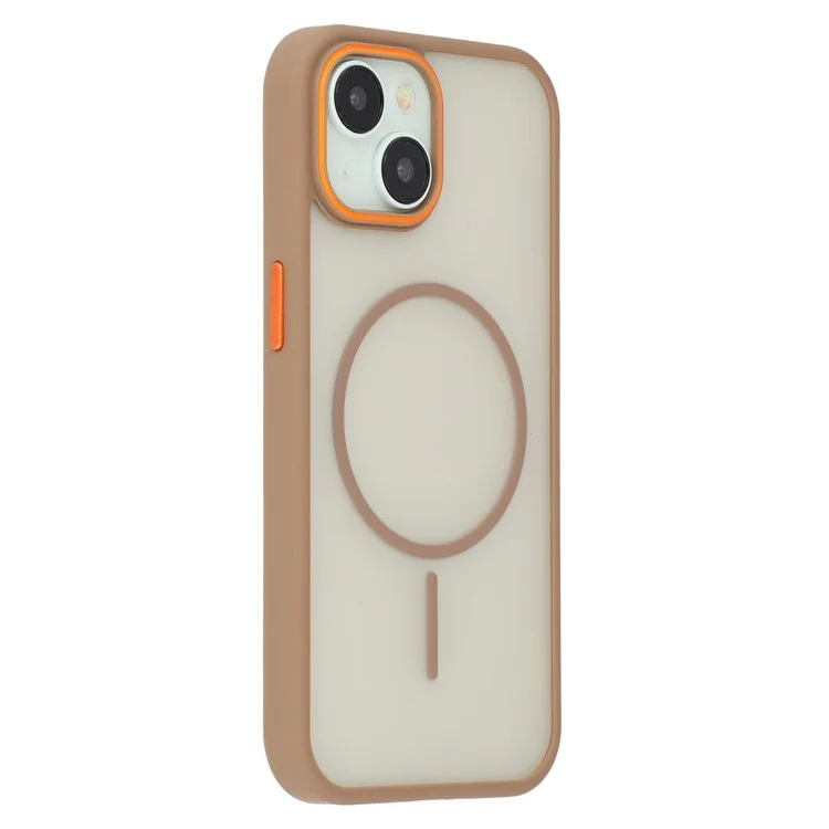 Für iPhone 15 Magnetische Hülle Skin Touch TPU + PC Handyrückseite - Braun