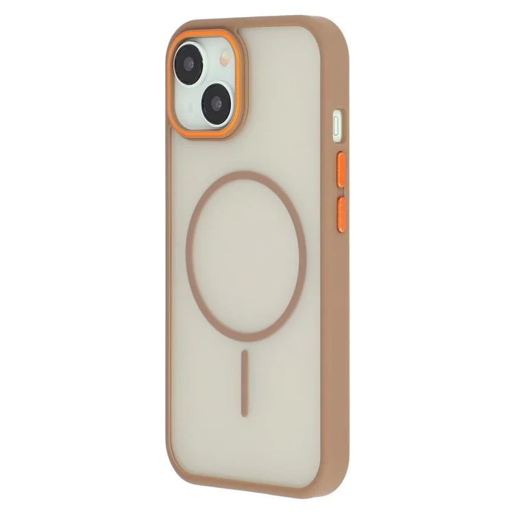 Für iPhone 15 Magnetische Hülle Skin Touch TPU + PC Handyrückseite - Braun
