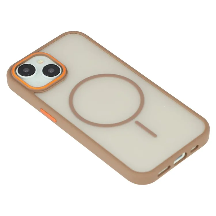 Für iPhone 15 Magnetische Hülle Skin Touch TPU + PC Handyrückseite - Braun