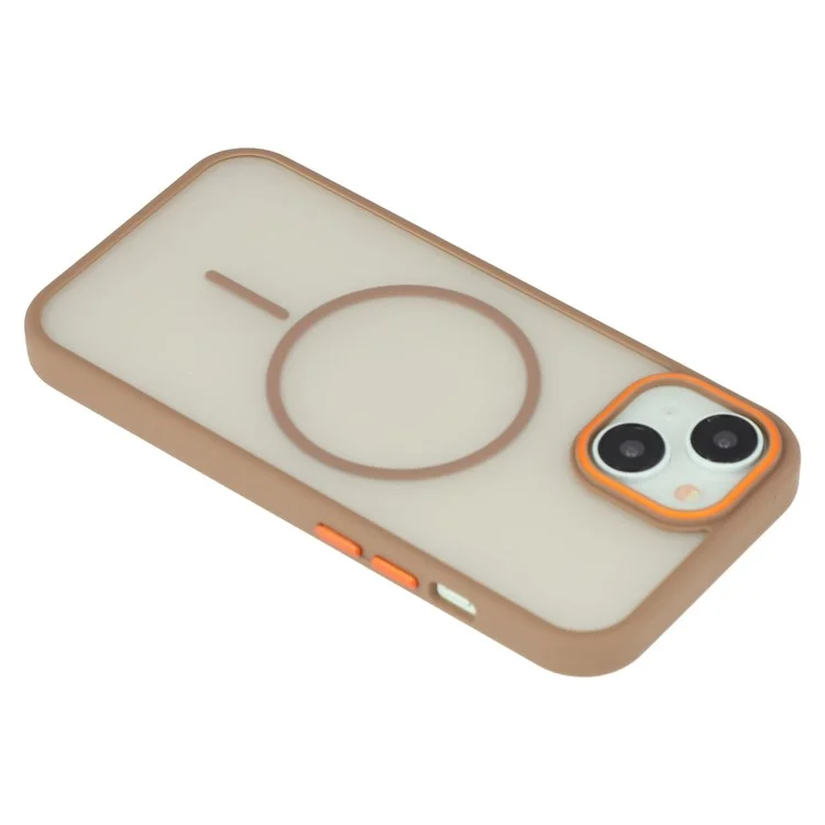 Für iPhone 15 Magnetische Hülle Skin Touch TPU + PC Handyrückseite - Braun