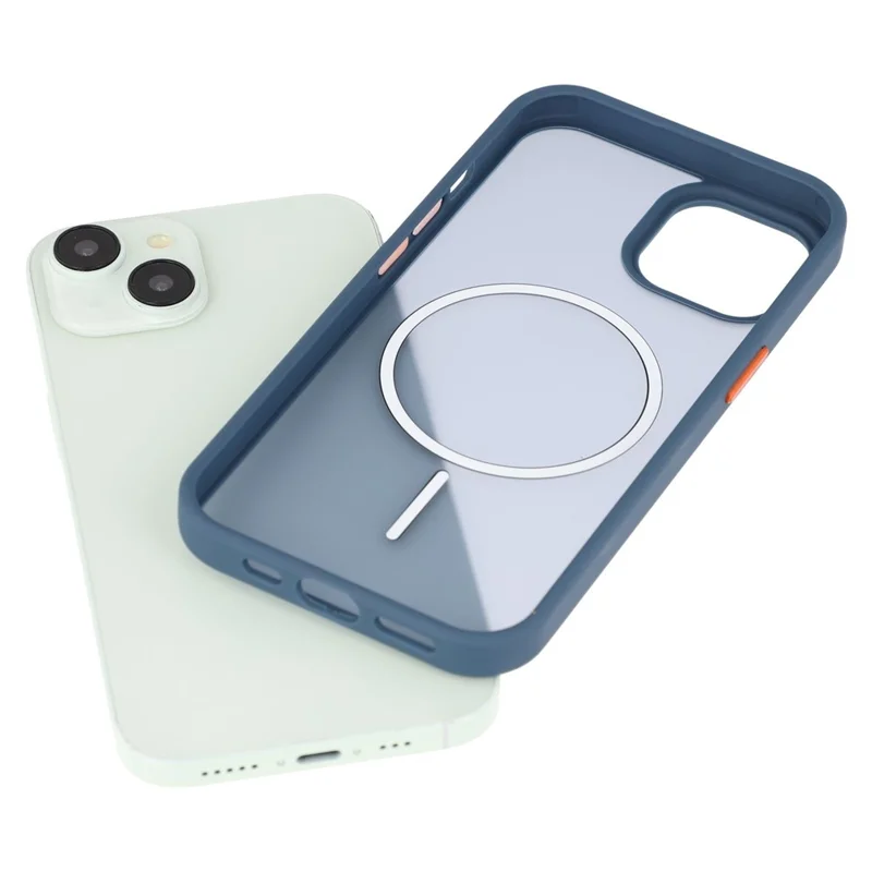 For iPhone 15 Plus Magnetic Case Skin Touch TPU + PC Phone Back Cover - Blue