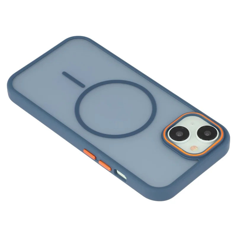 For iPhone 15 Plus Magnetic Case Skin Touch TPU + PC Phone Back Cover - Blue