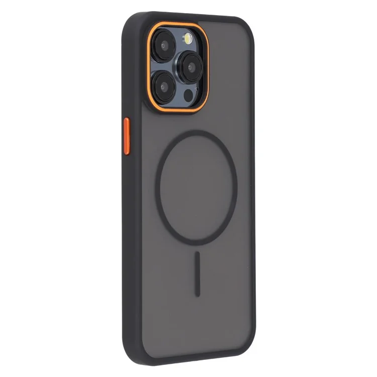 Für iPhone 14 Pro Max Magnetische Hülle Skin Touch TPU + PC Rückseite Handyhülle - Schwarz