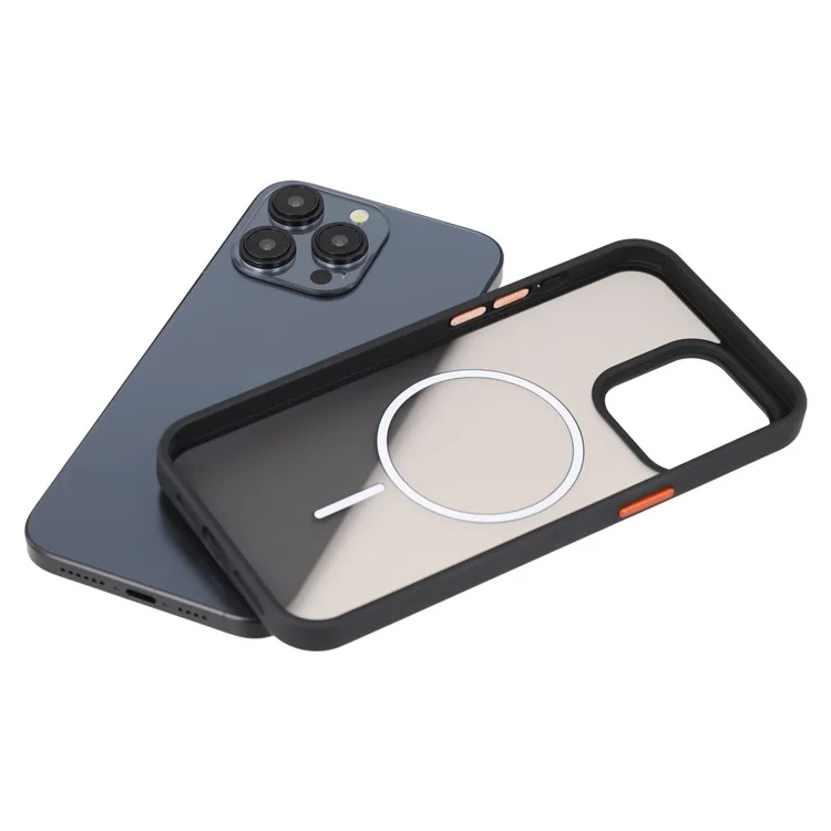 Für iPhone 14 Pro Max Magnetische Hülle Skin Touch TPU + PC Rückseite Handyhülle - Schwarz