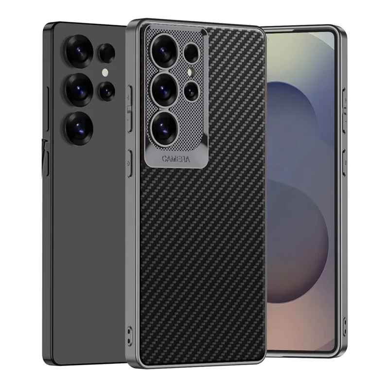 GKK For Samsung Galaxy S25 Ultra Case Shockproof PU + TPU + PC Phone Back Cover Dragon Scale Design - Carbon Fiber Texture