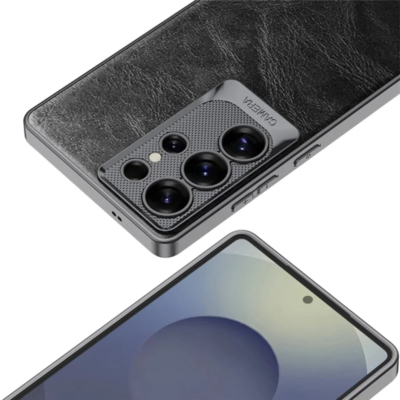 GKK For Samsung Galaxy S25 Ultra Case Waxy PU + TPU + PC Phone Back Cover Dragon Scale Design - Brown