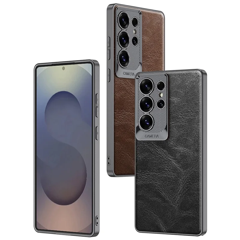 GKK For Samsung Galaxy S25 Ultra Case Waxy PU + TPU + PC Phone Back Cover Dragon Scale Design - Brown