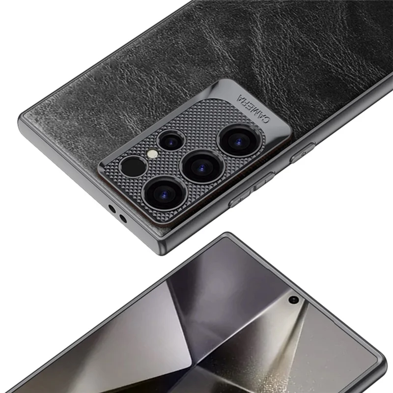 GKK For Samsung Galaxy S24 Ultra Case Waxy PU + TPU + PC Phone Back Cover Dragon Scale Design - Brown