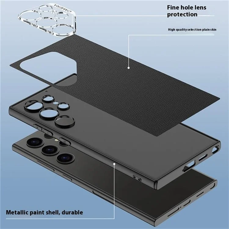 GKK For Samsung Galaxy S24 Ultra Case PU + TPU + PC Protective Phone Cover with Clear Lens Hole - Carbon Fiber Texture