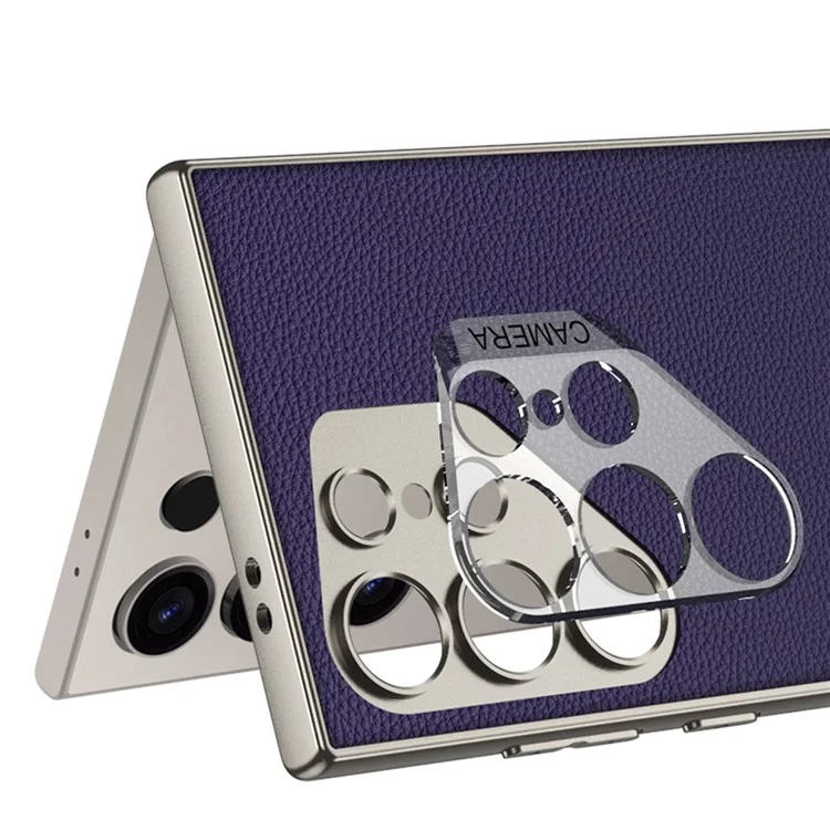 GKK For Samsung Galaxy S24 Ultra Case PU + TPU + PC Protective Phone Cover with Clear Lens Hole - Carbon Fiber Texture