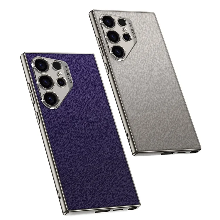 GKK For Samsung Galaxy S24 Ultra Case PU + TPU + PC Protective Phone Cover with Clear Lens Hole - Carbon Fiber Texture