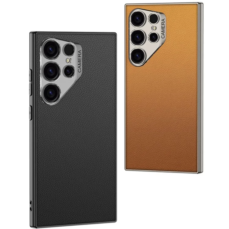 GKK For Samsung Galaxy S24 Ultra Case PU + TPU + PC Protective Phone Cover with Clear Lens Hole - Carbon Fiber Texture
