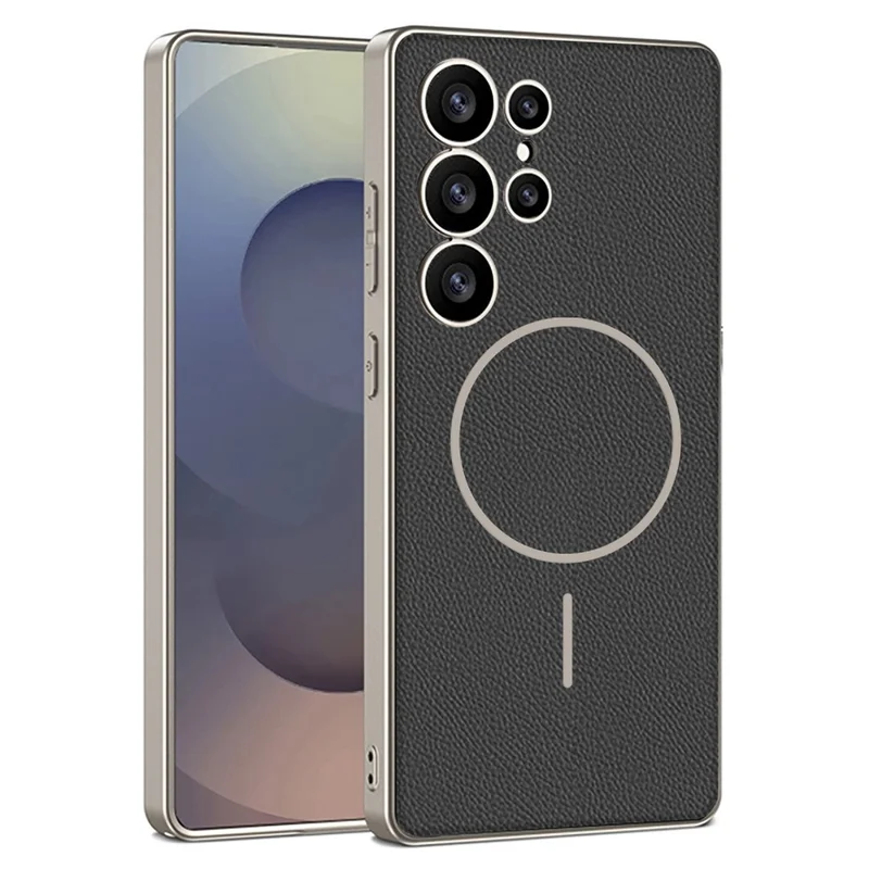 GKK For Samsung Galaxy S25 Ultra Magnetic Case Protective PU + TPU + PC Phone Back Cover - Titanium Black