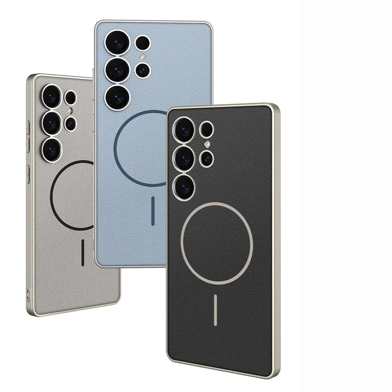 GKK For Samsung Galaxy S25 Ultra Magnetic Case Protective PU + TPU + PC Phone Back Cover - Titanium Black