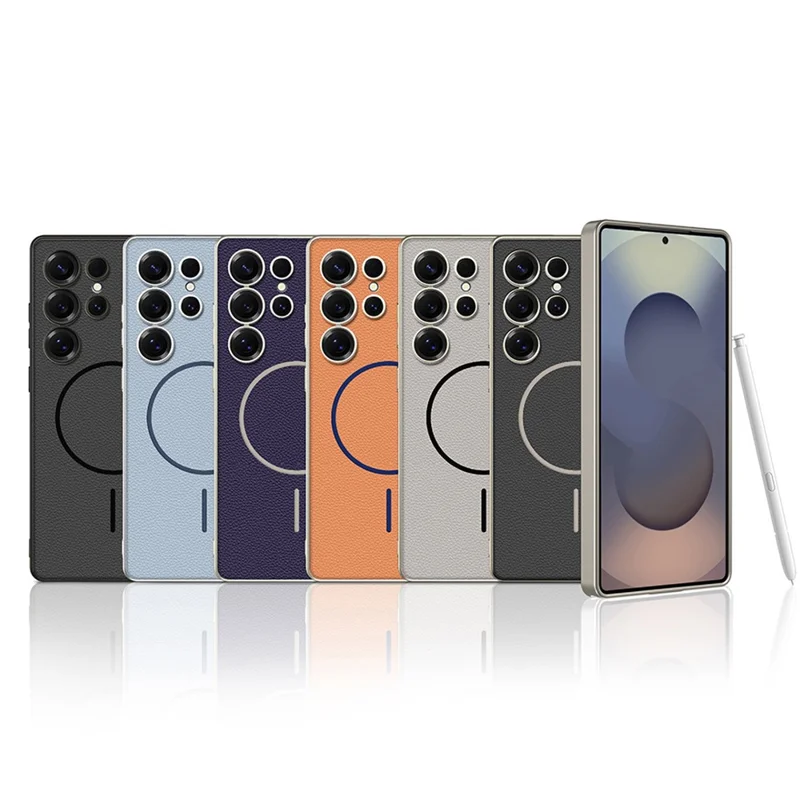 GKK For Samsung Galaxy S25 Ultra Magnetic Case Protective PU + TPU + PC Phone Back Cover - Titanium Black