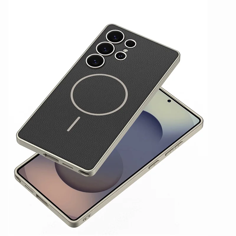 GKK For Samsung Galaxy S25 Ultra Magnetic Case Protective PU + TPU + PC Phone Back Cover - Titanium Black
