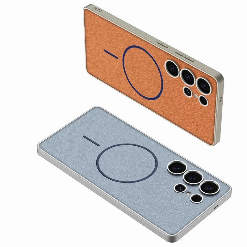 GKK For Samsung Galaxy S25 Ultra Magnetic Case Protective PU + TPU + PC Phone Back Cover - Titanium Black