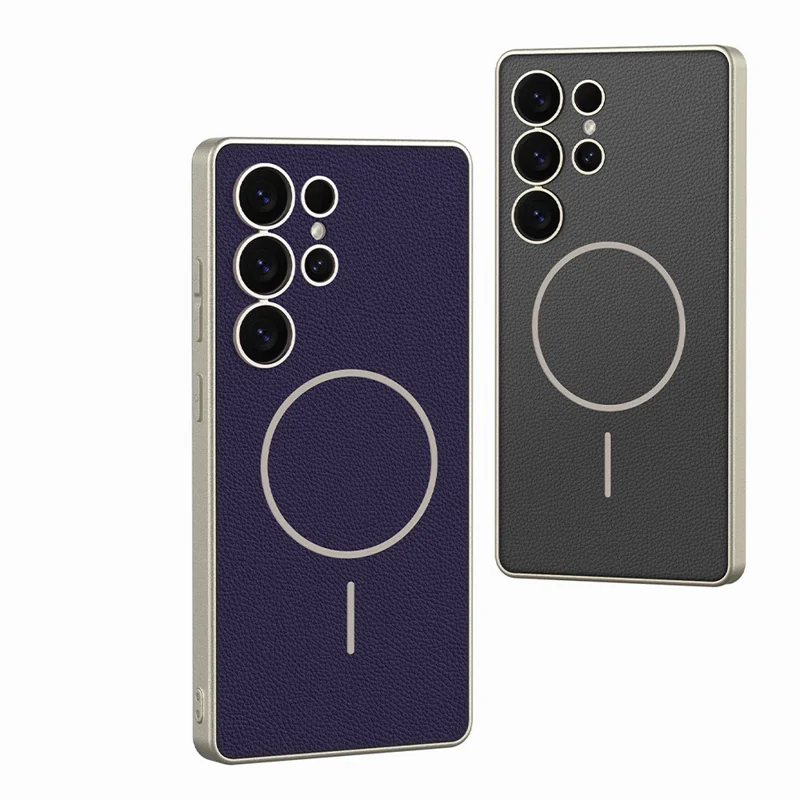 GKK For Samsung Galaxy S25 Ultra Magnetic Case Protective PU + TPU + PC Phone Back Cover - Titanium Black