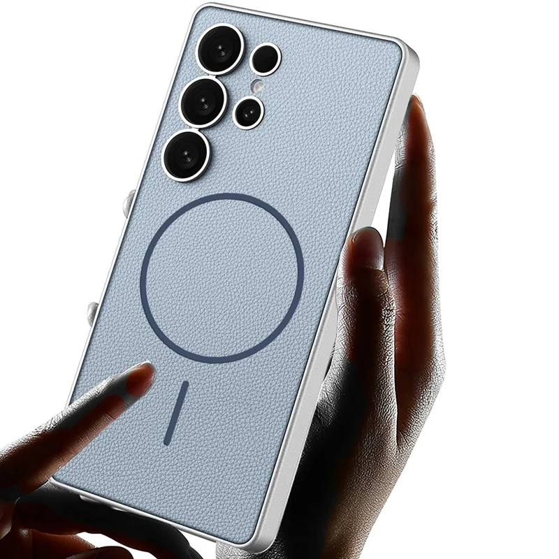 GKK For Samsung Galaxy S25 Ultra Magnetic Case Protective PU + TPU + PC Phone Back Cover - Titanium Black