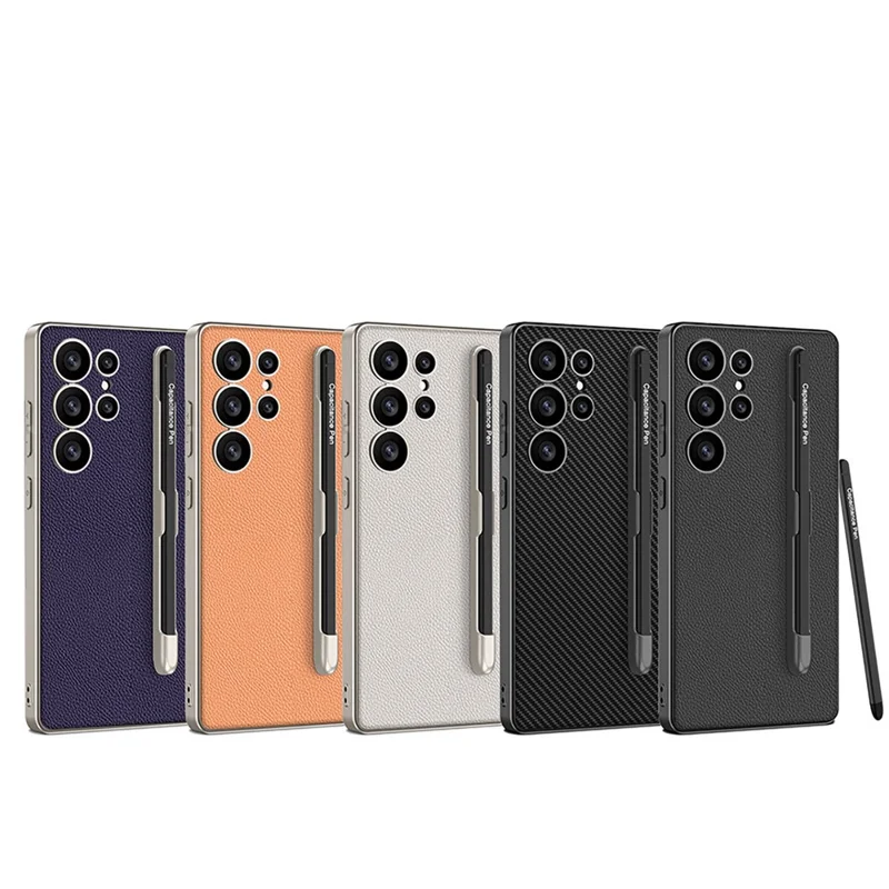 GKK For Samsung Galaxy S25 Ultra Case with Stylus Skin Touch PU + TPU + PC Phone Back Cover - Carbon Fiber Texture