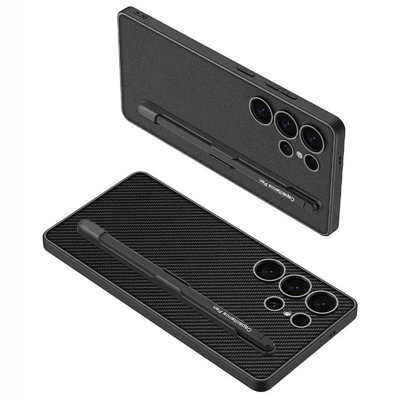 GKK For Samsung Galaxy S25 Ultra Case with Stylus Skin Touch PU + TPU + PC Phone Back Cover - Carbon Fiber Texture