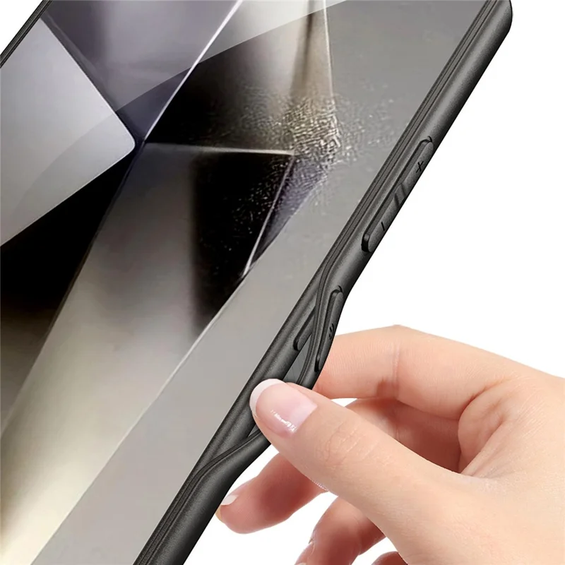 GKK For Samsung Galaxy S24 Ultra Case with Stylus Skin Touch PU + TPU + PC Phone Back Cover - Carbon Fiber Texture