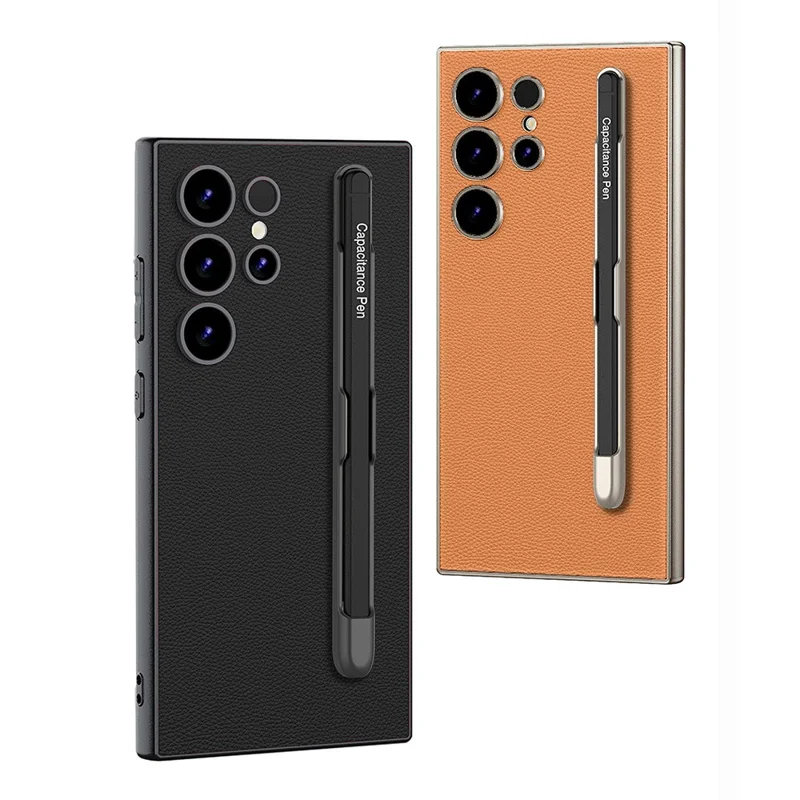 GKK For Samsung Galaxy S24 Ultra Case with Stylus Skin Touch PU + TPU + PC Phone Back Cover - Carbon Fiber Texture