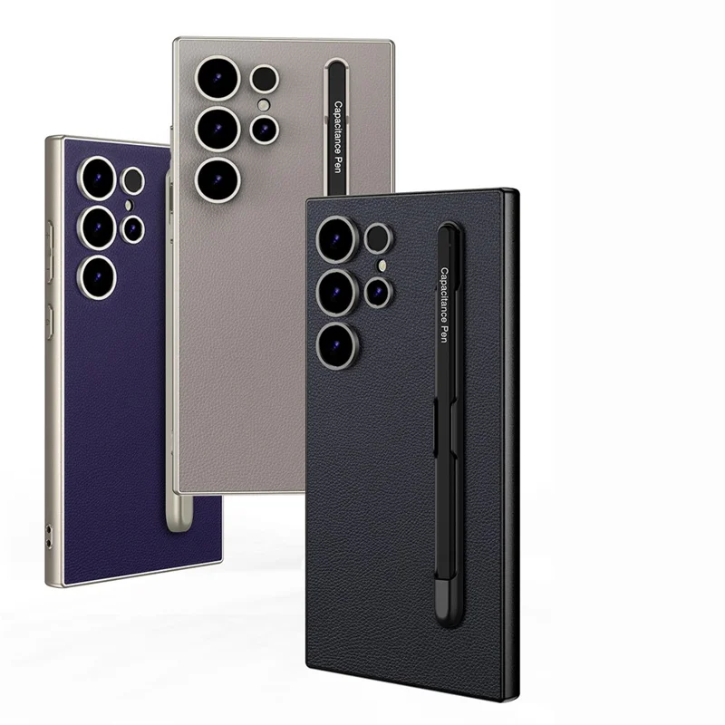 GKK For Samsung Galaxy S24 Ultra Case with Stylus Skin Touch PU + TPU + PC Phone Back Cover - Carbon Fiber Texture