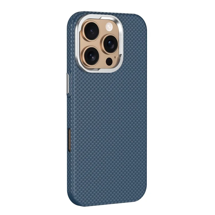 GKK For iPhone 16 Pro Max Compatible with MagSafe Metal + PC Phone Back Cover Carbon Fiber Texture - Sapphire