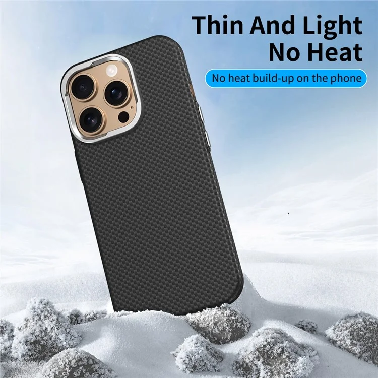 GKK For iPhone 16 Pro Max Compatible with MagSafe Metal + PC Phone Back Cover Carbon Fiber Texture - Sapphire