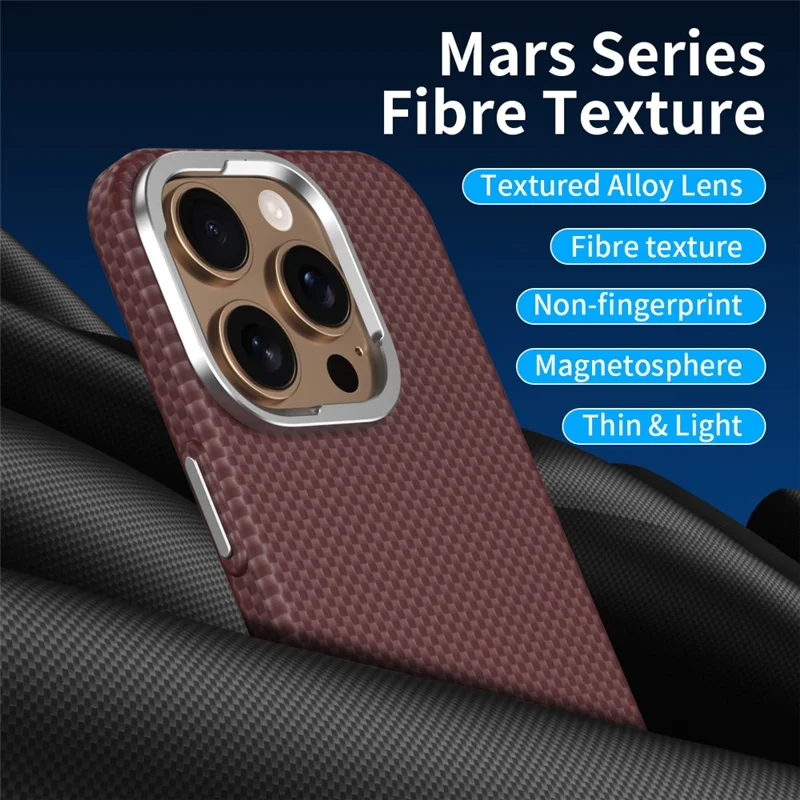 GKK For iPhone 16 Pro Case Compatible with MagSafe Metal + PC Phone Back Cover Carbon Fiber Texture - Black