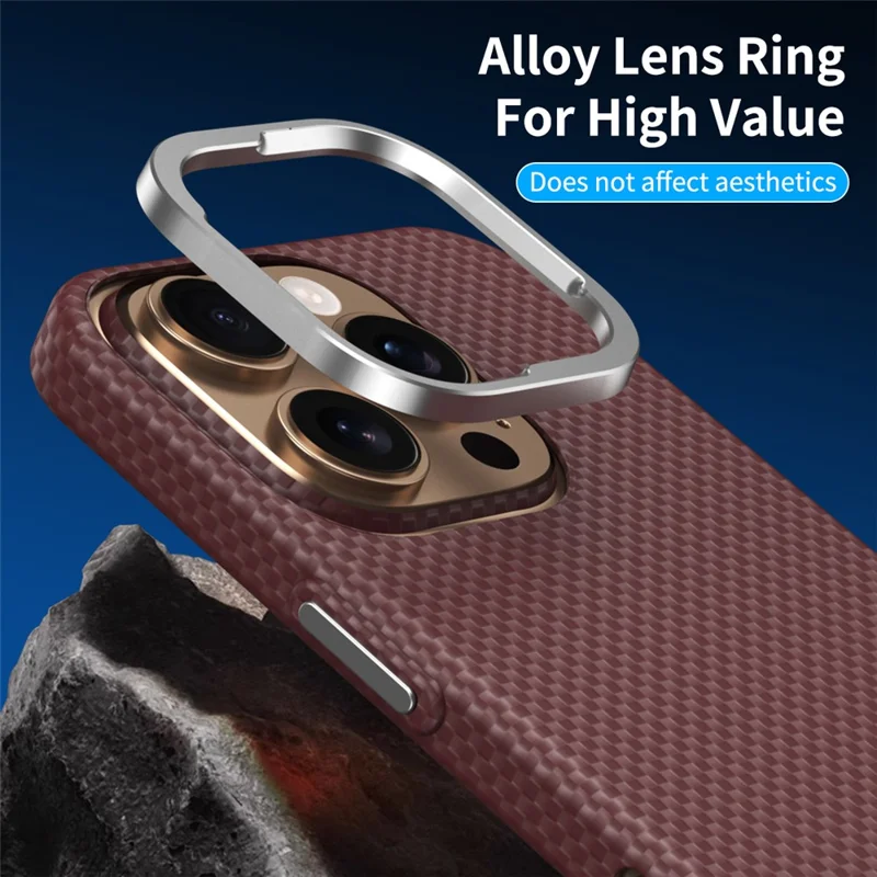 GKK For iPhone 16 Pro Case Compatible with MagSafe Metal + PC Phone Back Cover Carbon Fiber Texture - Black