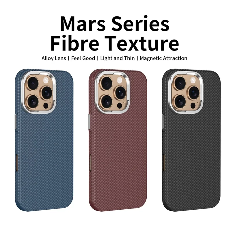 GKK For iPhone 16 Pro Case Compatible with MagSafe Metal + PC Phone Back Cover Carbon Fiber Texture - Black