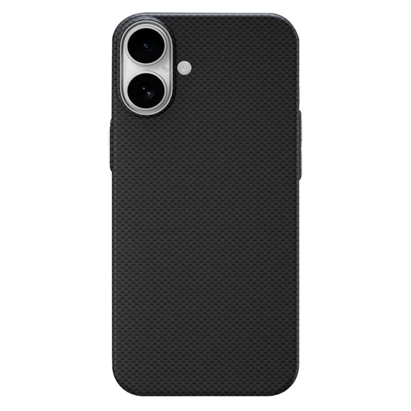 GKK For iPhone 16 Case Compatible with MagSafe Metal + PC Phone Back Cover Carbon Fiber Texture - Black