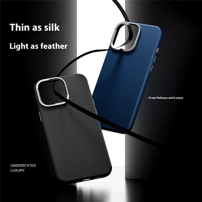 GKK For iPhone 16 Case Compatible with MagSafe Metal + PC Phone Back Cover Carbon Fiber Texture - Black