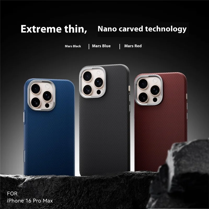 GKK For iPhone 16 Case Compatible with MagSafe Metal + PC Phone Back Cover Carbon Fiber Texture - Black
